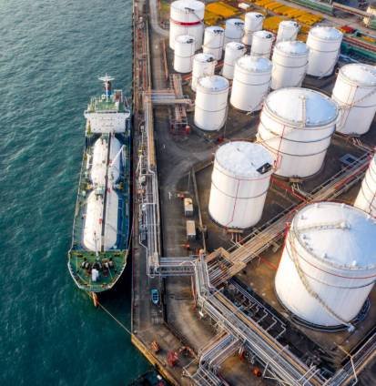 Oil Storage tank in the port in Tsing Yi, Hong Kong